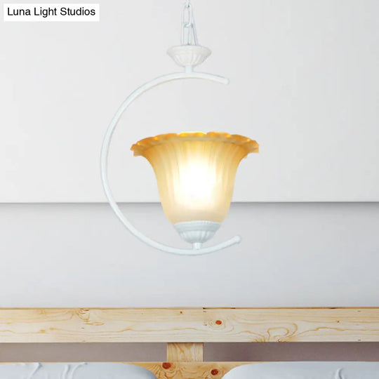 Classical Flared Pendant Light Fixture - White/Black Metal For Living Room Ceiling