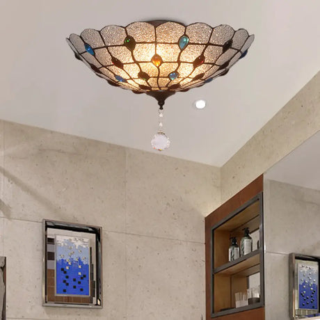 Clear Bubble Glass Flush Mount Tiffany Ceiling Lighting – Jeweled 2/3/4 Lights Ideal For Dining