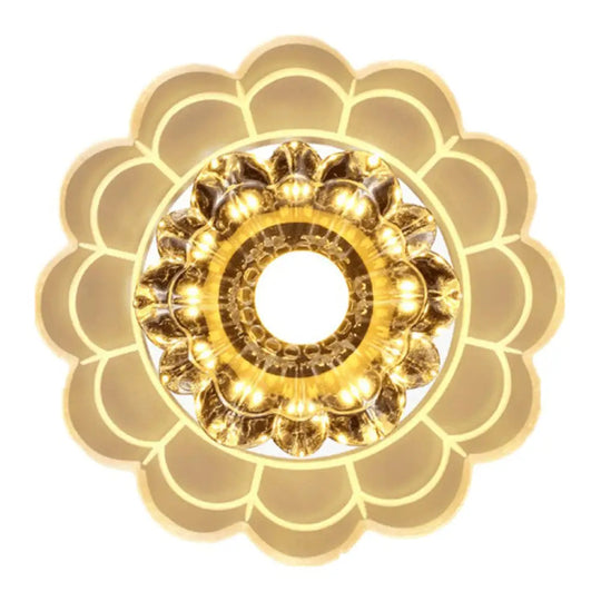 Clear Crystal Hallway Led Flush Ceiling Light Modern Blossom Shape For A Stylish Look