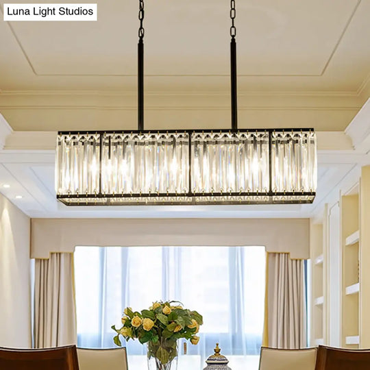 Clear Crystal Island Pendant Light With 5 Bulbs For Modern Dining Rooms