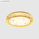 Clear Crystal Led Drum Flush Mount Light | Modern Chrome Ceiling Lamp For Bedroom