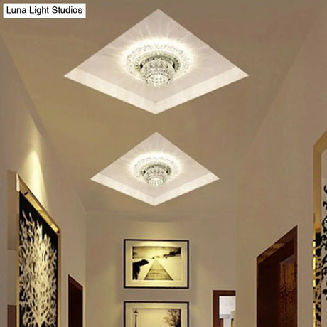 Clear Crystal Led Flush - Mount Ceiling Light Fixture For Aisle With Modernist Design