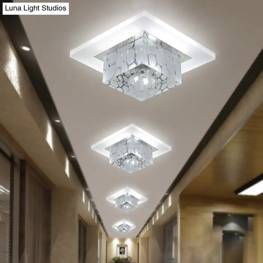 Clear Crystal Led Flush Mount Ceiling Light For Hallways And Corridors
