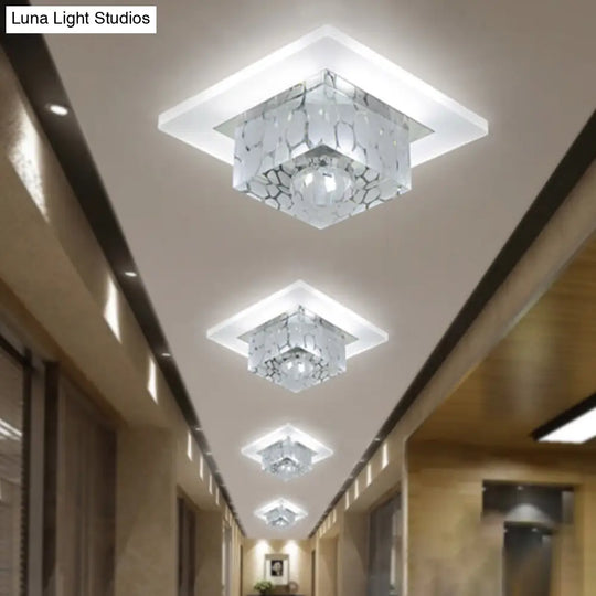 Clear Crystal Led Flush Mount Ceiling Light For Hallways And Corridors