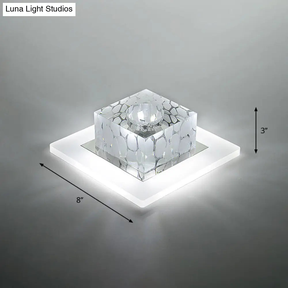 Clear Crystal Led Flush Mount Ceiling Light For Hallways And Corridors / 8 White