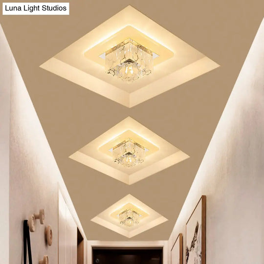 Clear Crystal Led Flush Mount Ceiling Light For Hallways And Corridors