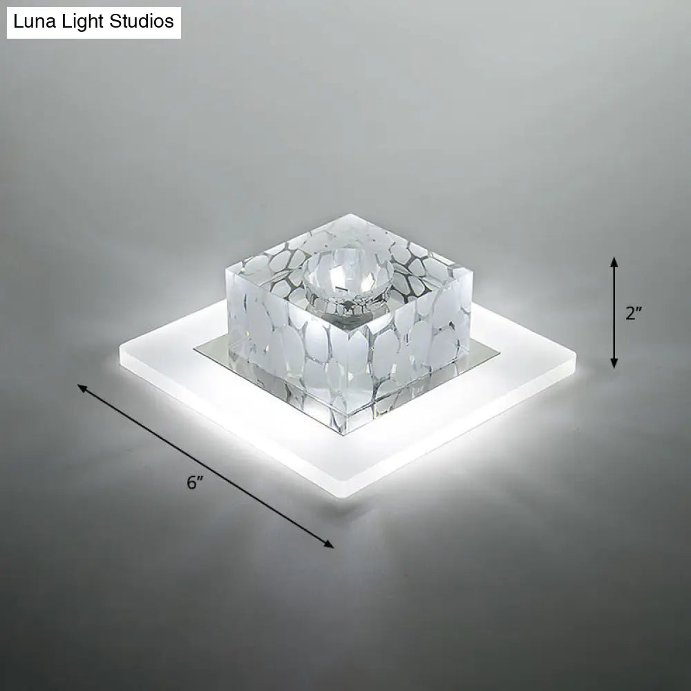 Clear Crystal Led Flush Mount Ceiling Light For Hallways And Corridors / 6 White