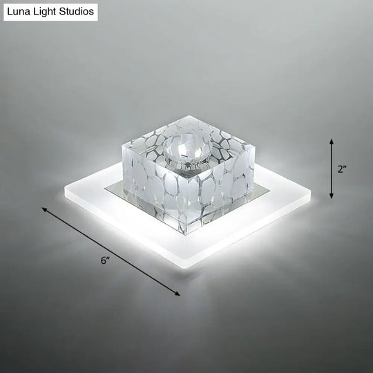 Clear Crystal Led Flush Mount Ceiling Light For Hallways And Corridors / 6 White