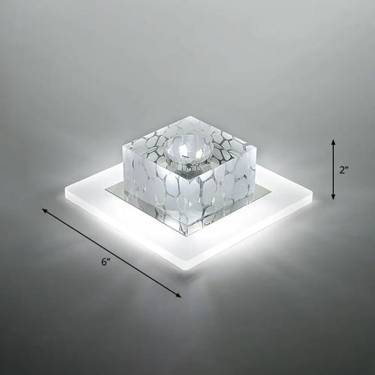 Clear Crystal Led Flush Mount Ceiling Light For Hallways And Corridors / 6’ White