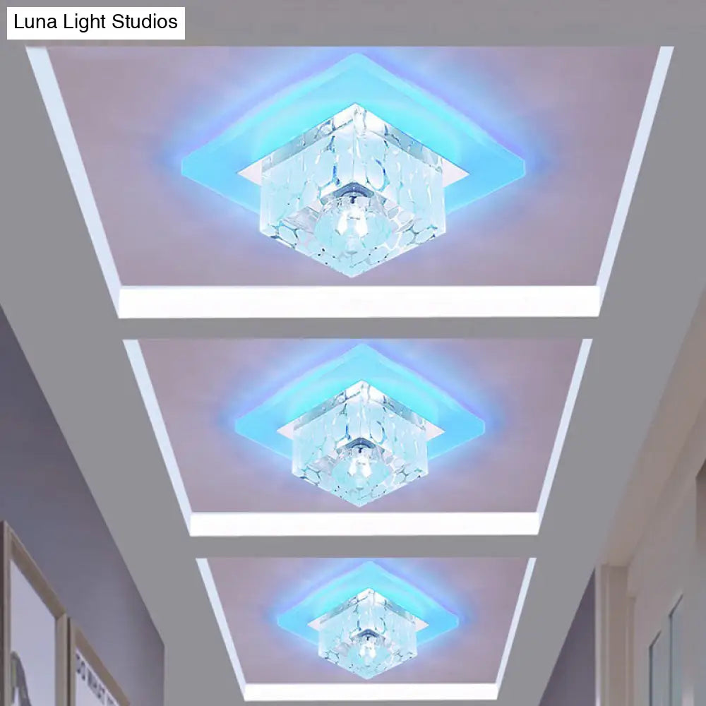Clear Crystal Led Flush Mount Ceiling Light For Hallways And Corridors