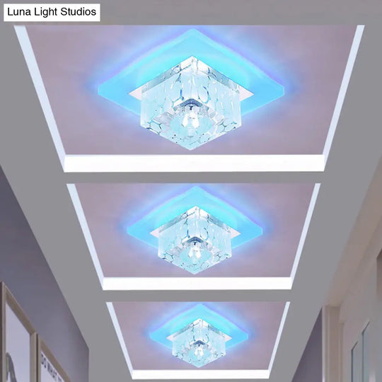 Clear Crystal Led Flush Mount Ceiling Light For Hallways And Corridors