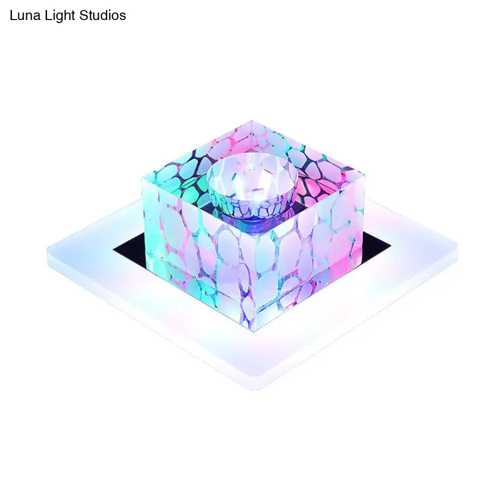 Clear Crystal Led Flush Mount Ceiling Light For Hallways And Corridors
