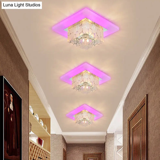 Clear Crystal Led Flush Mount Ceiling Light For Hallways And Corridors