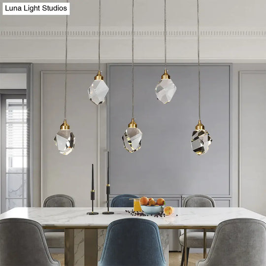 Led Crystal Stone Pendant Light - Simple Single-Light Clear Lamp For Dining Room