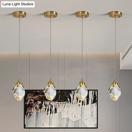 Led Crystal Stone Pendant Light - Simple Single-Light Clear Lamp For Dining Room