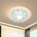 Clear Crystal Mini Ceiling Lamp With Scalloped Design - Led Flush Mount Light For Passageway And