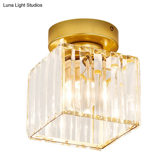 Clear Crystal Semi Flush Mount Modern Ceiling Light For Hallway