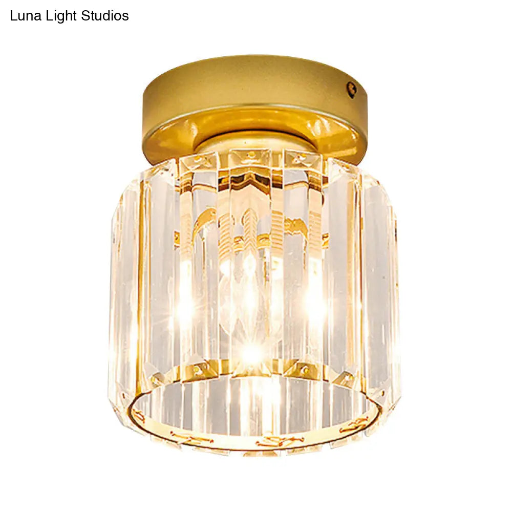 Clear Crystal Semi Flush Mount Modern Ceiling Light For Hallway