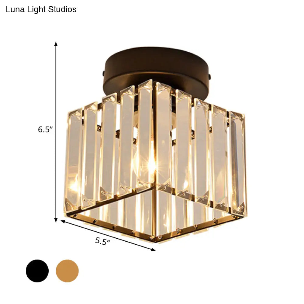Clear Crystal Semi Flush Mount Modern Ceiling Light For Hallway