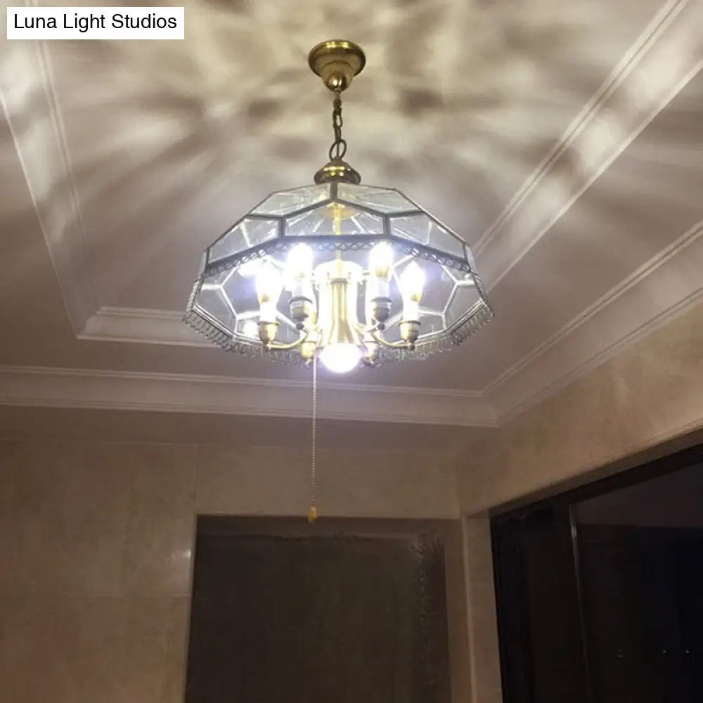 Clear Glass Colonial Chandelier - 7-Head Kitchen Pendant Light Fixture