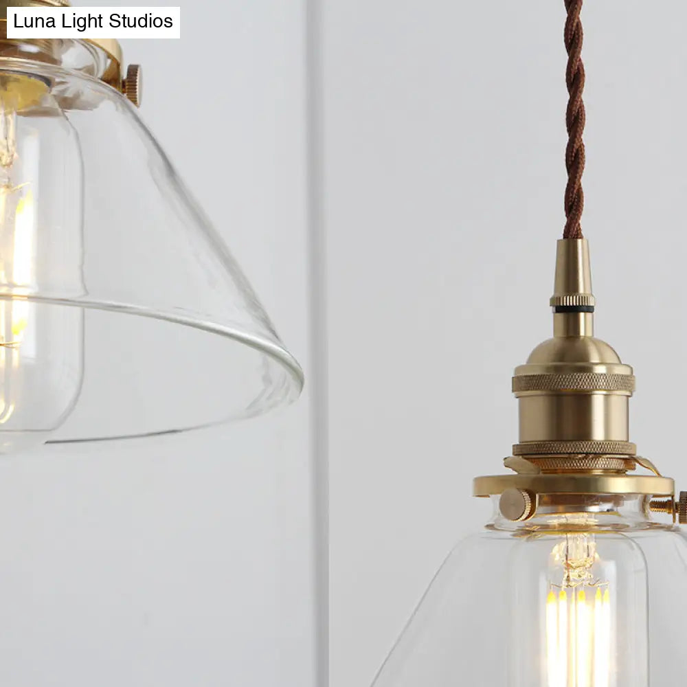 Clear Glass Pendant Light - Antique Conical 1-Light Fixture For Restaurants