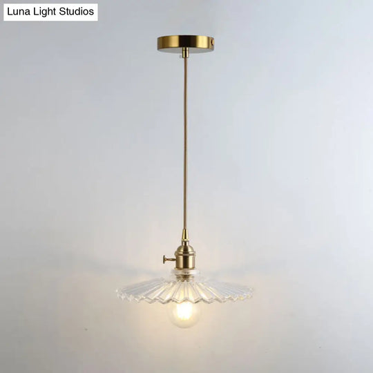 Shaded Pendant Light With Clear Textured Glass - Simplicity Series / U