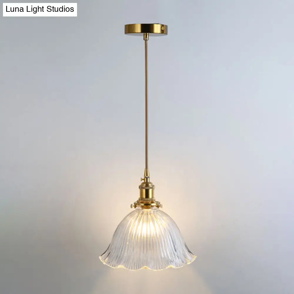 Shaded Pendant Light With Clear Textured Glass - Simplicity Series / F