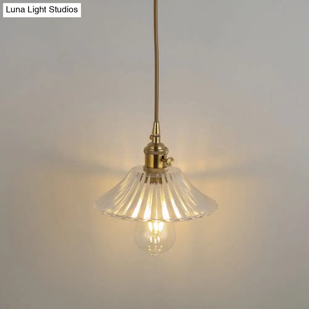 Shaded Pendant Light With Clear Textured Glass - Simplicity Series / M