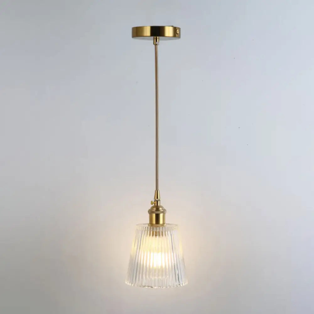 Clear Glass Pendant Lighting Fixture With Simplicity Shaded Hanging Light / O