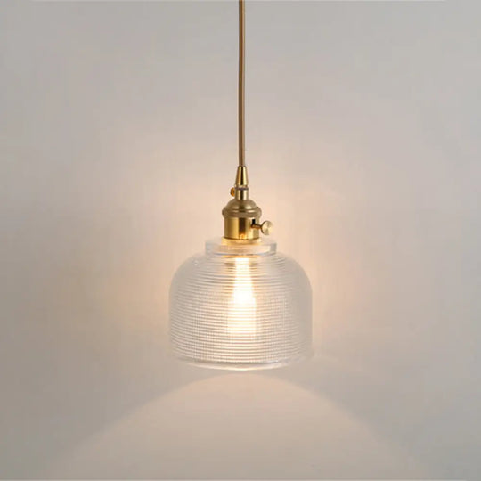 Clear Glass Pendant Lighting Fixture With Simplicity Shaded Hanging Light / T