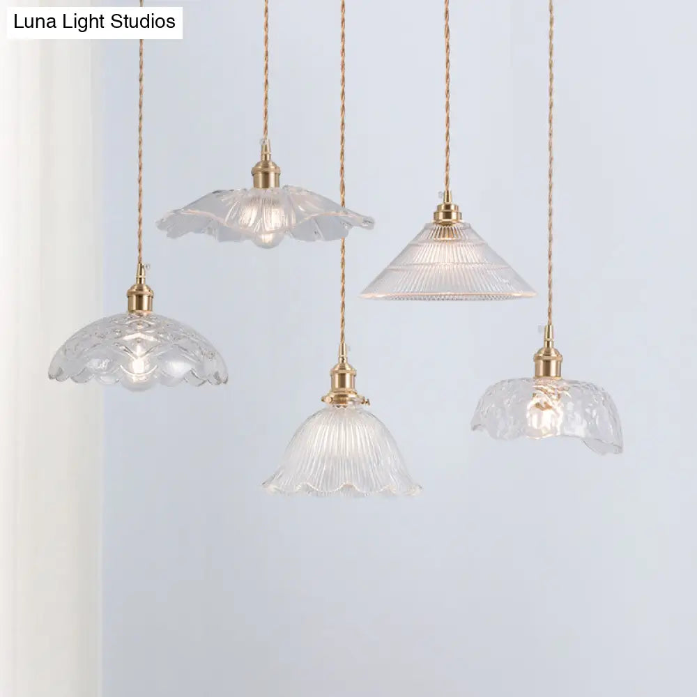 Clear Glass Retro Industrial Pendant Light For Kitchen - 1-Light Ceiling
