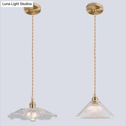 Clear Glass Retro Industrial Pendant Light For Kitchen - 1-Light Ceiling