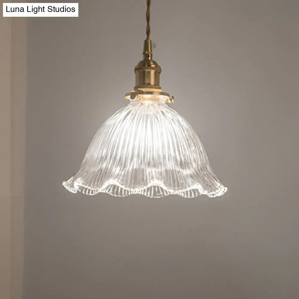Clear Glass Retro Industrial Pendant Light For Kitchen - 1-Light Ceiling / 9’
