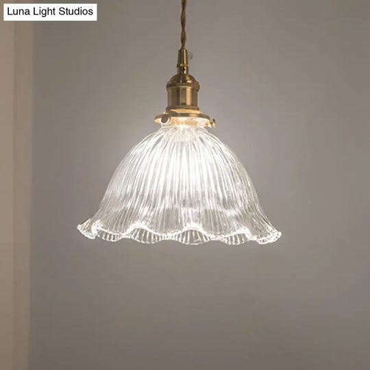Clear Glass Retro Industrial Pendant Light For Kitchen - 1-Light Ceiling / 9’