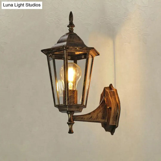 Clear Glass Tapered Wall Sconce Light - Traditional Outdoor Fixture