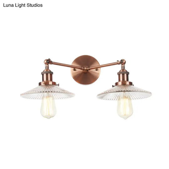 Clear Glass Wall Sconce With 2 Lights In Bronze/Brass/Chrome Finish - Perfect For Indoor Lighting