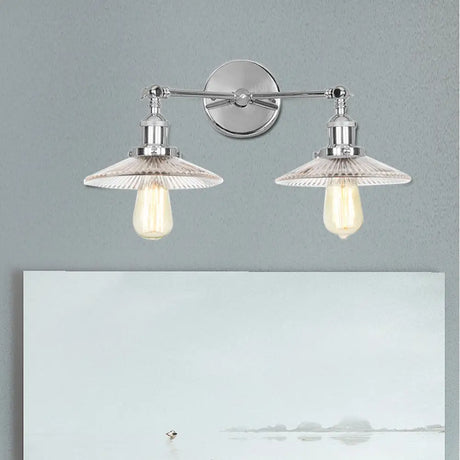 Clear Glass Wall Sconce With 2 Lights In Bronze/Brass/Chrome Finish - Perfect For Indoor Lighting