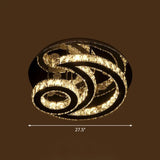 Clear K9 Crystal Moon And Sun Ceiling Lamp - Minimalist Stainless Steel Led Flush Light / 27.5’