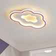 Cloud Kids Bedroom Led Cartoon Flush Mount Lighting Fixture In Pink/Blue Pink