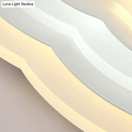Cloud Kids Bedroom Led Flush Mount Ceiling Light - Acrylic Contemporary Lighting Fixture (White)