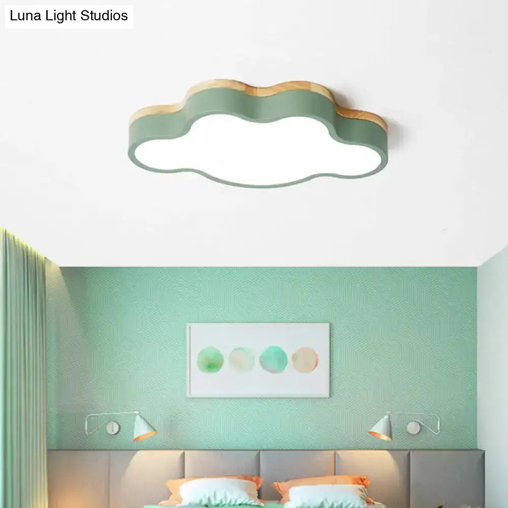 Cloud Led Flush Light With Acrylic Shade For Baby’s Room Green