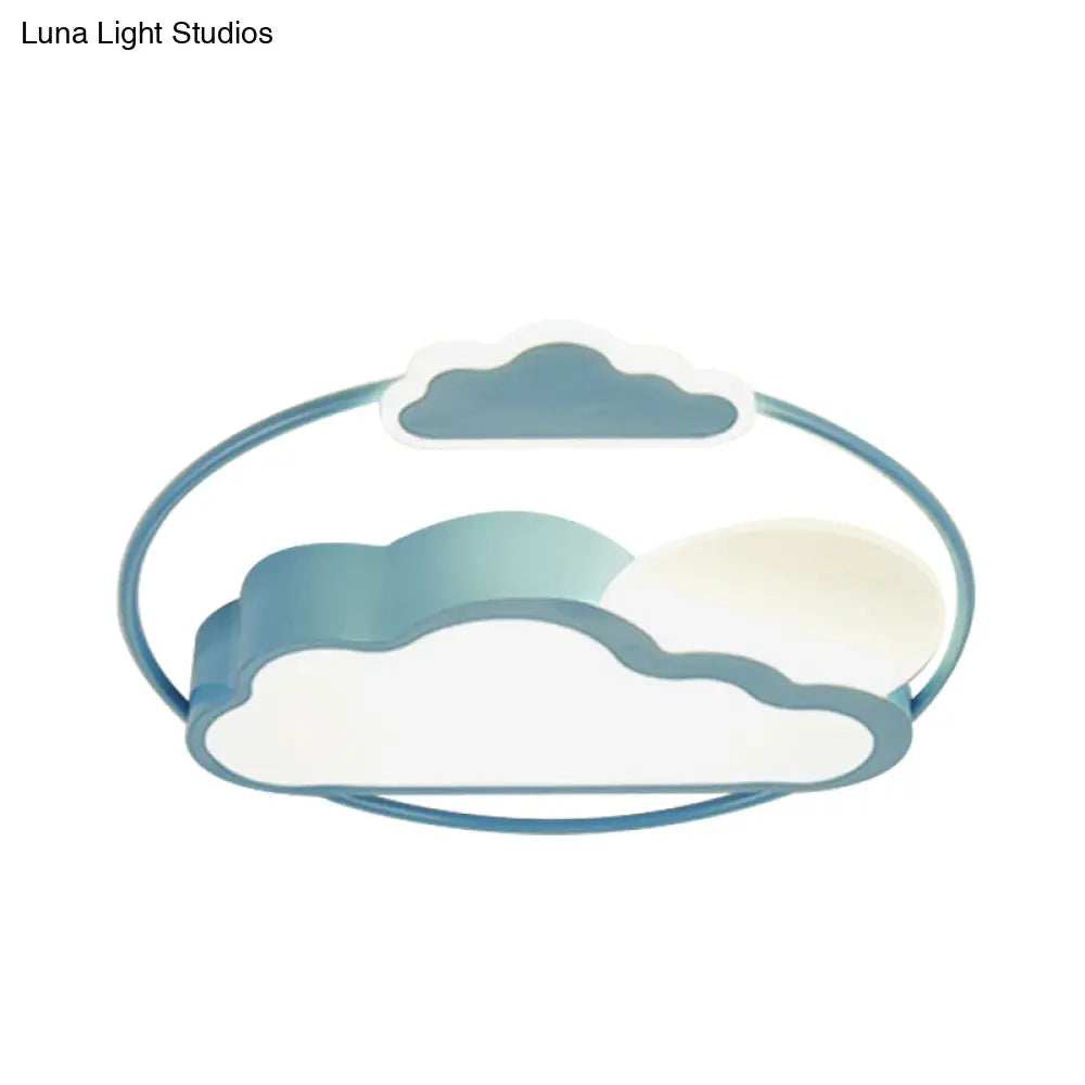 Cloud - Shape Led Flush Mount With Black/Blue Finish & Acrylic Shade - Cartoon Lighting Fixture