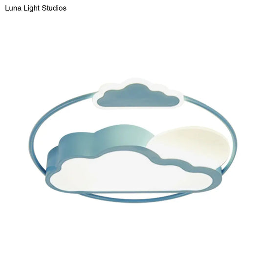 Cloud - Shape Led Flush Mount With Black/Blue Finish & Acrylic Shade - Cartoon Lighting Fixture