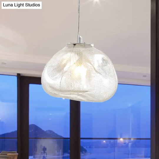 Cloud Shaped Hand-Blown Glass Pendant Light - Clear/Smoke Gray 8/12 Contemporary Design 1 Bulb