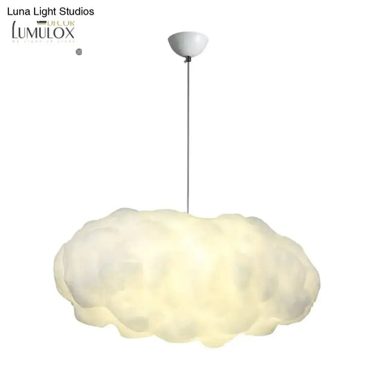 Cloudy Hanging Pendant Light Artistry Fabric 1-Head Living Room Ceiling In White