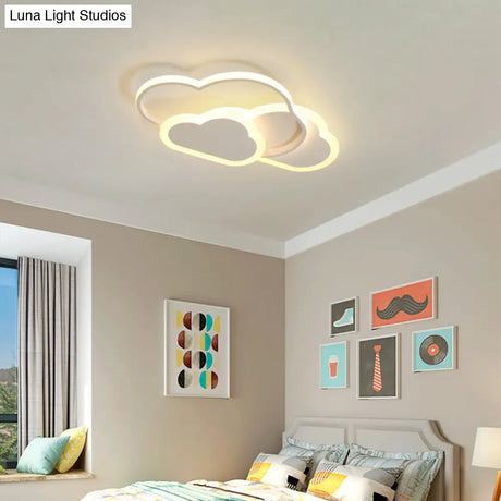Cloudy Kids Led Bedroom Ceiling Light: Acrylic Flush Mount Fixture White / 20.5