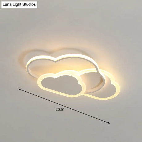 Cloudy Kids Led Bedroom Ceiling Light: Acrylic Flush Mount Fixture White / 20.5 Warm