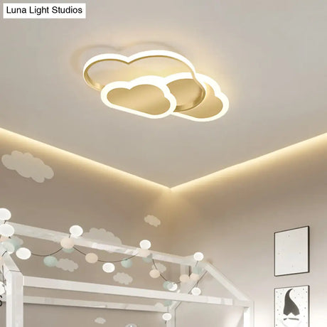 Cloudy Kids Led Bedroom Ceiling Light: Acrylic Flush Mount Fixture