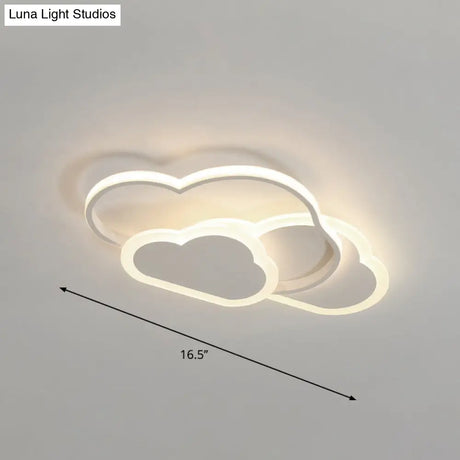 Cloudy Kids Led Bedroom Ceiling Light: Acrylic Flush Mount Fixture White / 16.5 Warm