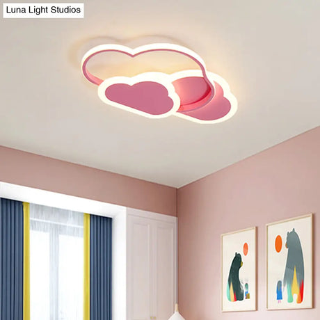 Cloudy Kids Led Bedroom Ceiling Light: Acrylic Flush Mount Fixture Pink / 16.5 Warm